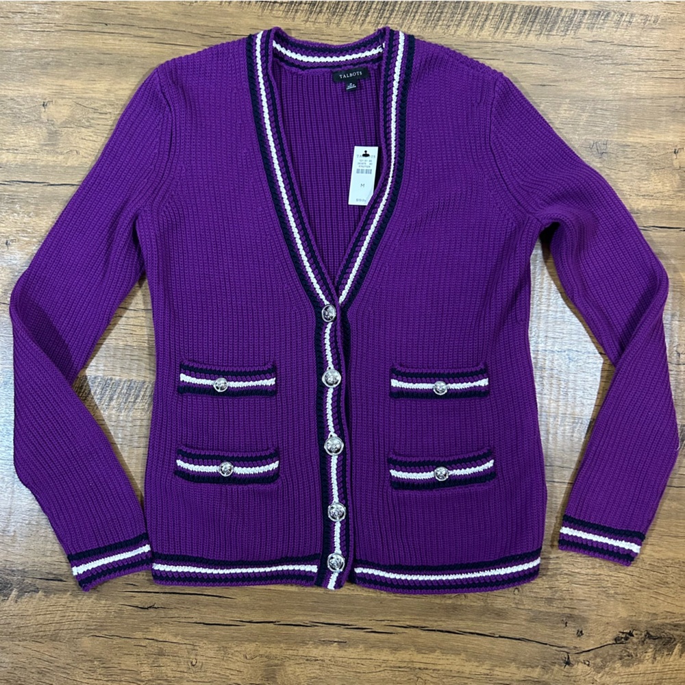 Talbots V-NECK CARDIGAN - TEXTURE
STRIPE - Picture 6 of 16